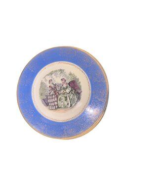 Century By Salem 20 Karat Gold Trim Decorative Plate With Victorian Scene - 10.5